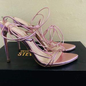 Winnie Harlow x Steve Madden strappy PINK Metallic heels 7.5